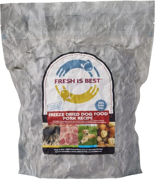 Fresh Is Best Pork Freeze Dried Dog Food – Raw Dog Food Toppers for Puppies & Adult Canines – High-Protein Freeze Dried Pork in Resealable Zipper Bag – Made in The USA – 8 oz