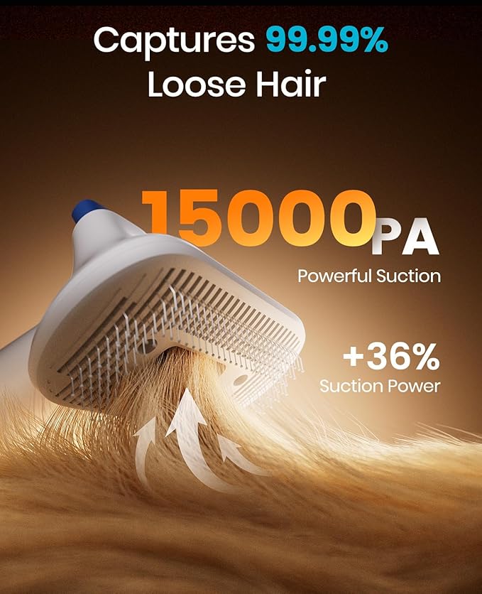 oneisall Dog Grooming Vacuum, 15000Pa Pet Vacuum Kit Shedding 99% Pet Hair, Dog Grooming Clippers with Trimmer Nail Grinder, ≤ 59dB Quiet Brush with 6 Tools, 2L Canister for Home Cleaning,Cozy SE 2