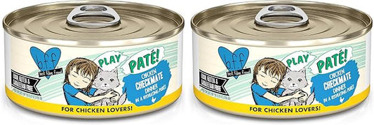 Weruva B.F.F. Play - Best Feline Friend Paté Lovers,Aw Yeah!,Chicken Checkmate with Chicken,5.5oz Can,(Pack of 16)