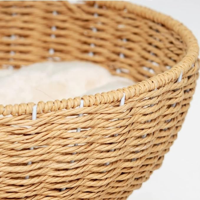 SHENGOCASE Cat Tree Tower with Rattan Wicker Basket, Handwoven Large Nest Basket Bed, Window Perch for Large Cats up to 20LBS