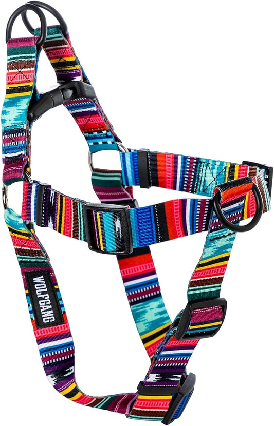 Wolfgang Heavy Duty Adjustable Dog Harness, Pull-Tested to Over 800 lbs for Walking & Training, Quetzal Print, Large