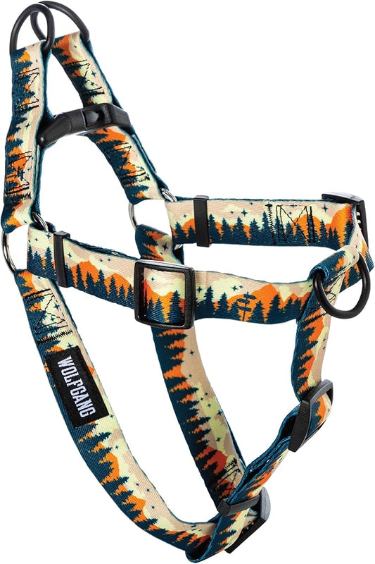 Wolfgang Heavy Duty Adjustable Dog Harness, Pull-Tested to Over 800 lbs for Walking & Training, Overland Print, Small