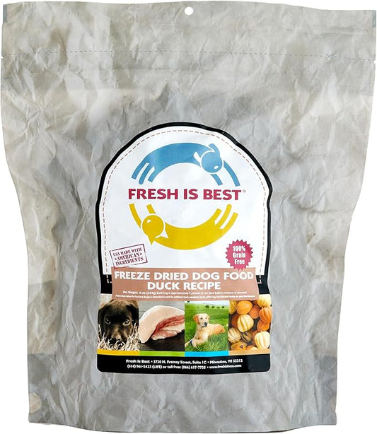 Fresh Is Best Duck Freeze Dried Dog Food – Raw Dog Food Toppers for Puppies & Adult Canines – High-Protein Freeze Dried Duck in Resealable Zipper Bag – Made in The USA – 8 oz