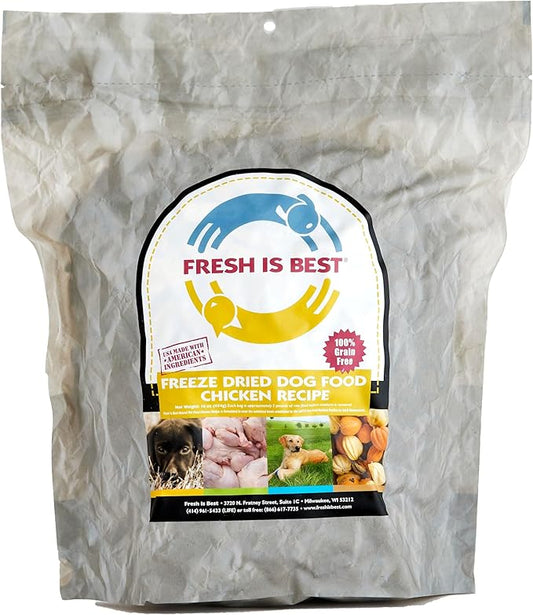 Fresh Is Best Chicken Freeze Dried Dog Food – Raw Dog Food Toppers for Puppies & Adult Canines – High-Protein Freeze Dried Chicken in Resealable Zipper Bag – Made in The USA – 8 oz