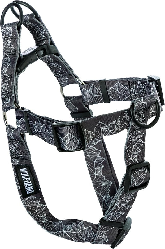 Wolfgang Heavy Duty Adjustable Dog Harness, Pull-Tested to Over 800 lbs for Walking & Training, WolfMountain Print, Large
